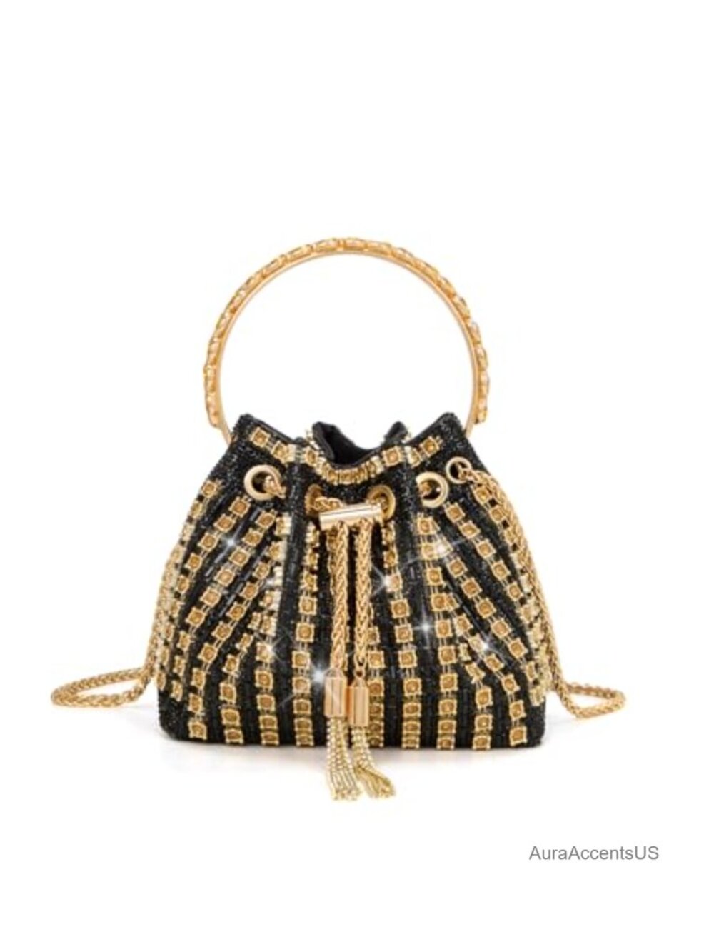 Rhinestone Evening Clutch Purse Sparkly Diamond Handbag with Chain